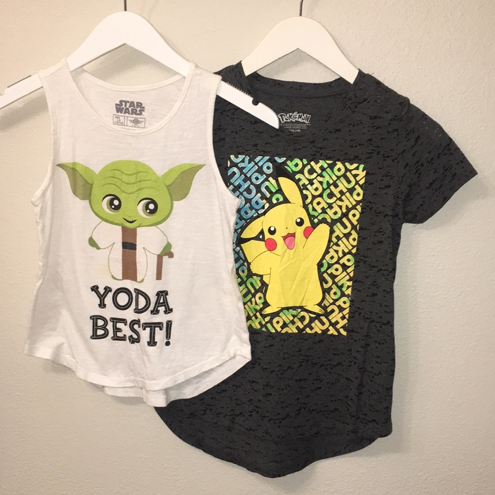 Star Wars Yoda Tank and Pokémon Pikachu Tee